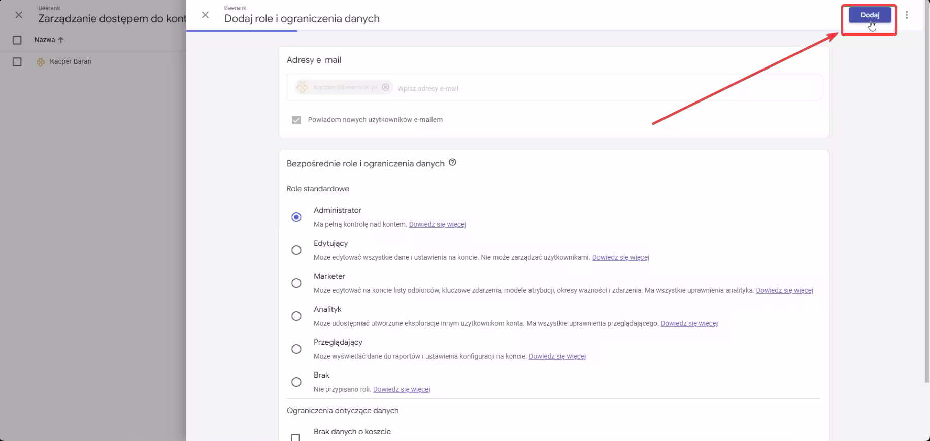 Google Analytics - zatwierdzanie zmian
