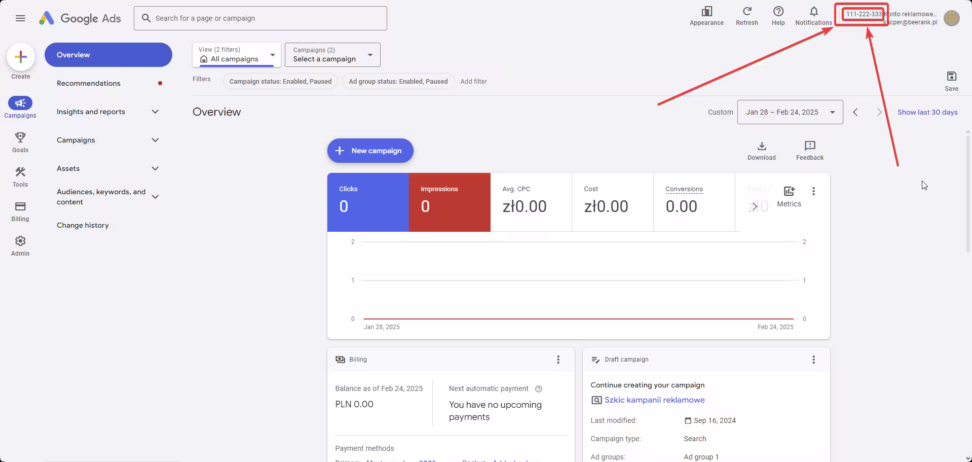 2 google ads - identyfikator konta ads