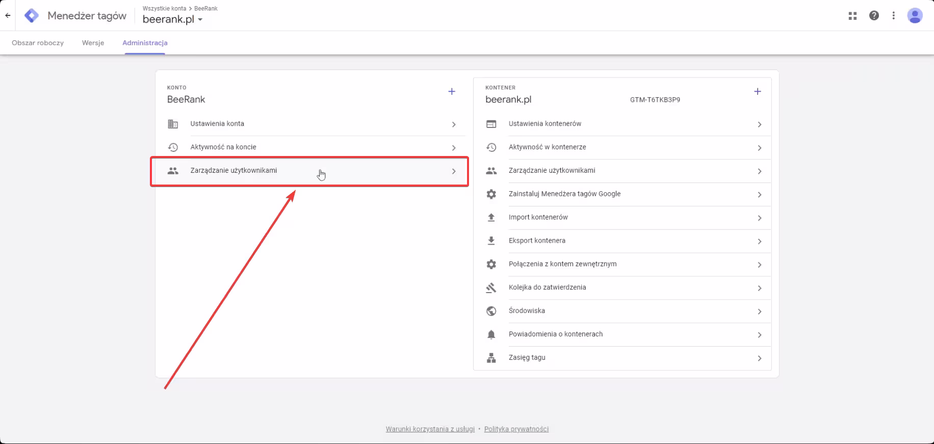 3 google tag manager - zarządzanie użytkownikami