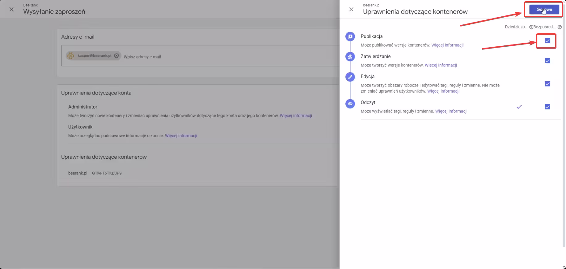 9 google tag manager - uprawnienia kontenerów